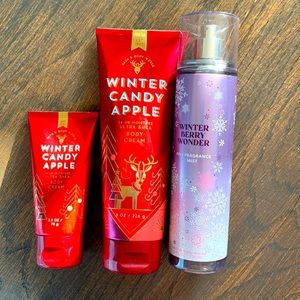 Bath and body works winter candy apple body cream and winter berry wonder mist
